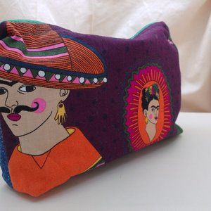 Frida Inspired Print Small Makeup Wallet Carry Bag